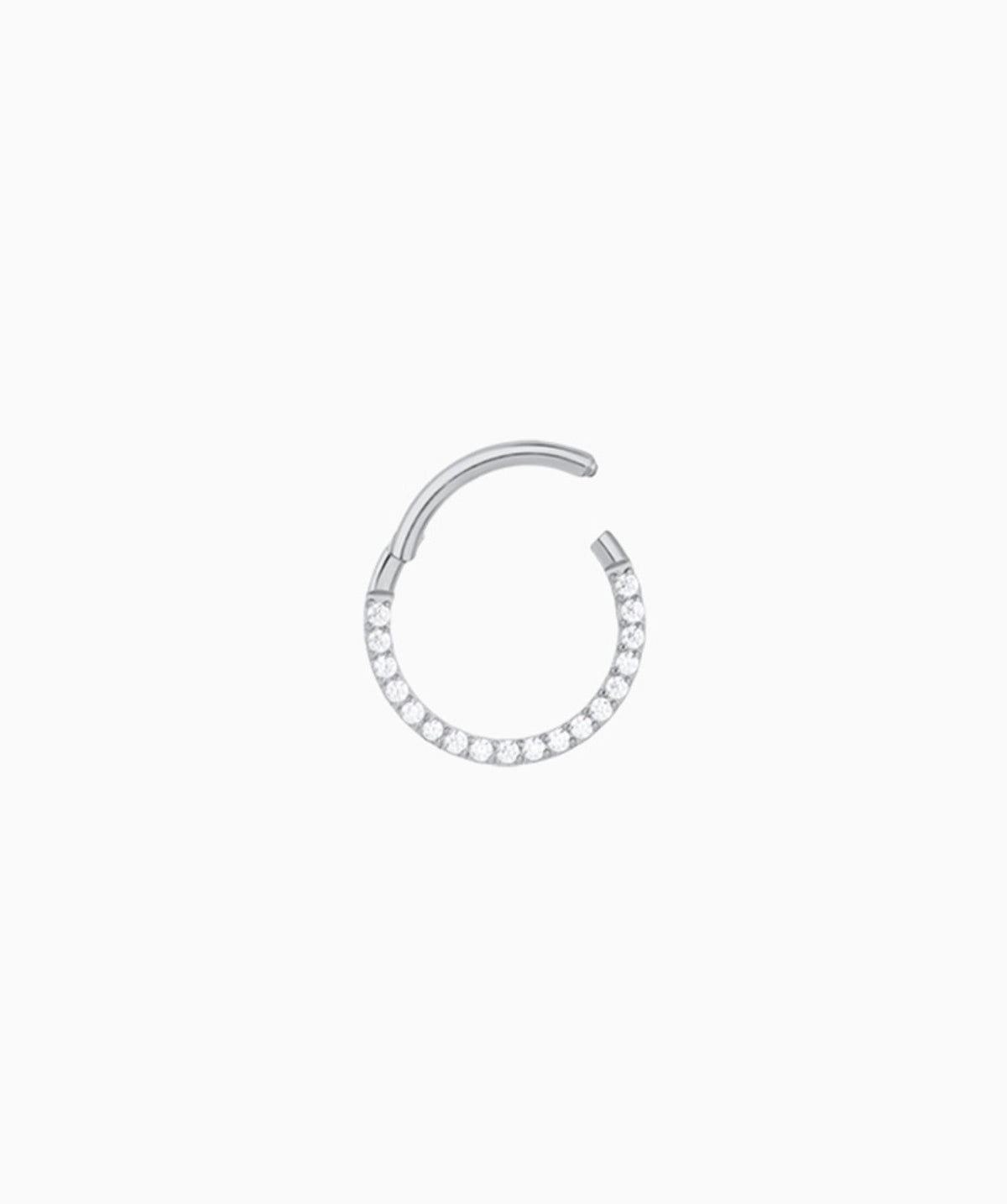 Shiny Gemstones Clicker Hoop - Stainless Steel - Daith, Septum - Oumo Jewelry