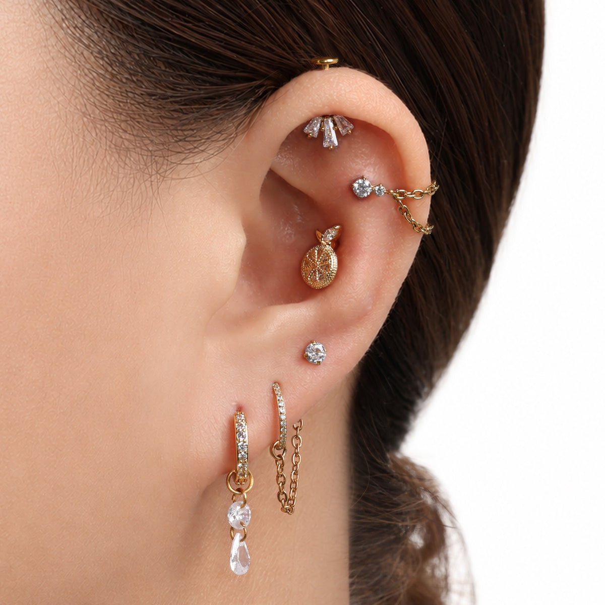 Vanna Stud - Stainless Steel - Upper Lobe, Helix - Oumo Jewelry