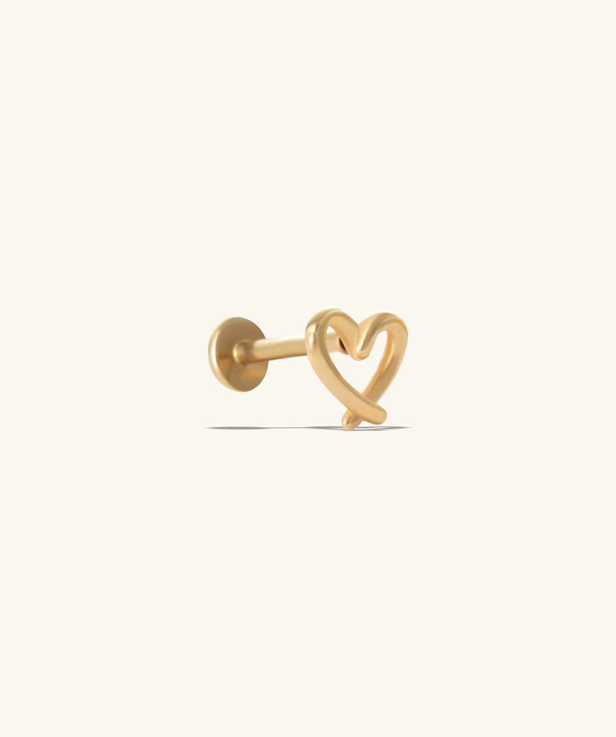 Hollow Heart Flatback Stud - Stainless Steel - Helix, Upper Lobe, Conch - Oumo Jewelry