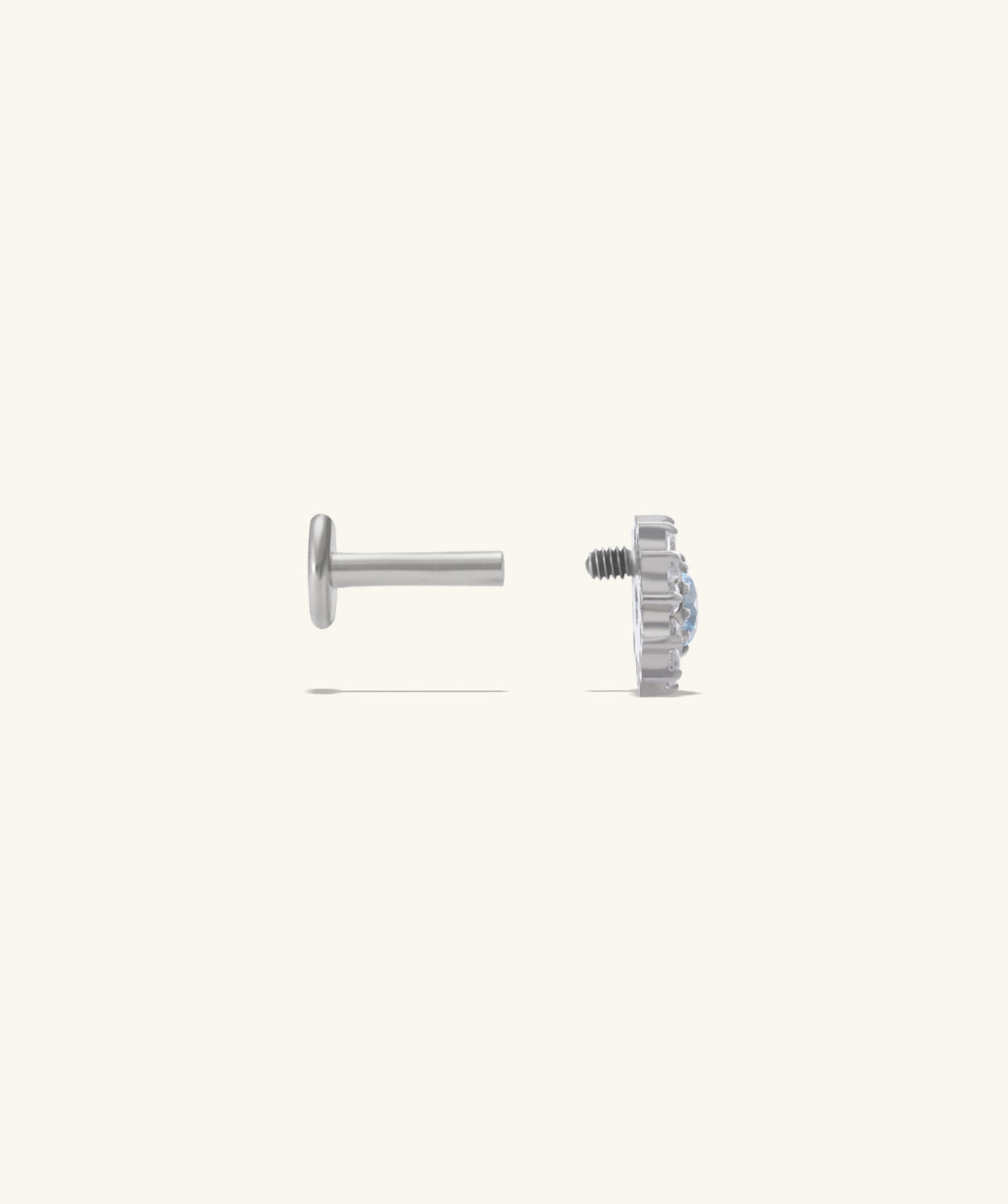 Titanium Charm Flower Flatback Stud - Titanium - Upper Lobe, Flat, Conch - Oumo Jewelry