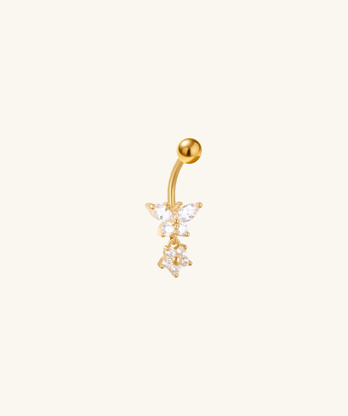 Butterfly Blossom Belly Ring - Stainless Steel - Navel - Oumo Jewelry
