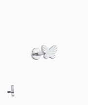 Titanium Butterfly Flatback Stud - Titanium - Helix, Upper Lobe, Conch - Oumo Jewelry