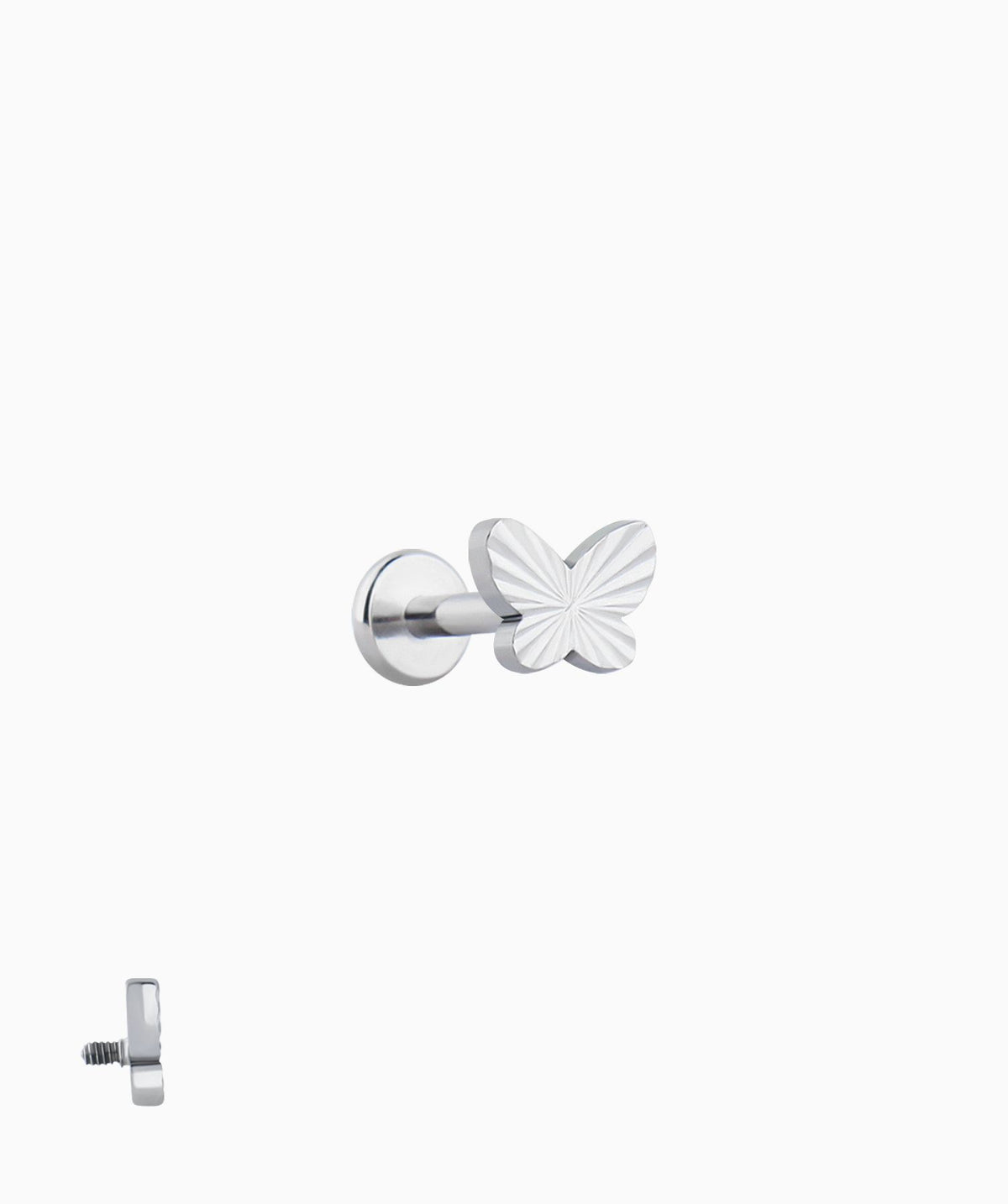 Titanium Butterfly Flatback Stud - Titanium - Helix, Upper Lobe, Conch - Oumo Jewelry