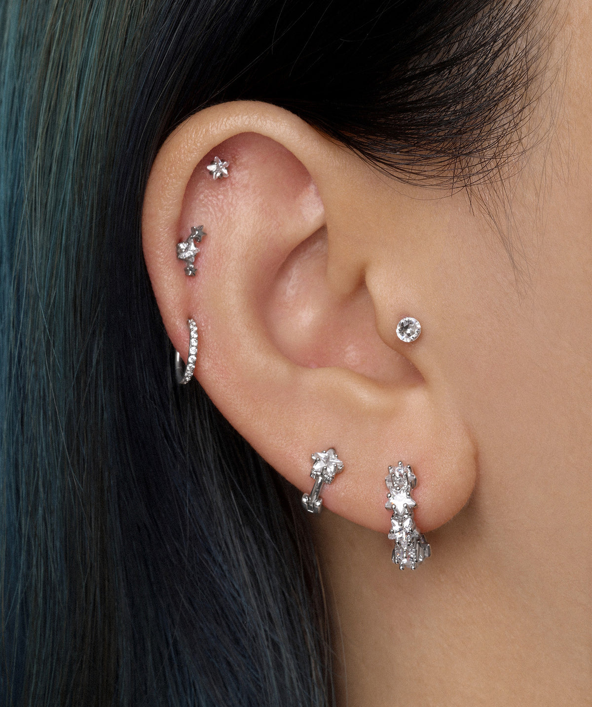 Charming Star Helix Hoop - Brass - Upper Lobe, Helix - Oumo Jewelry