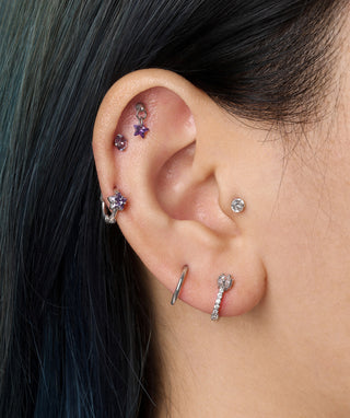 Titanium Star Vertical Helix Flatback Stud - OumoJewelry