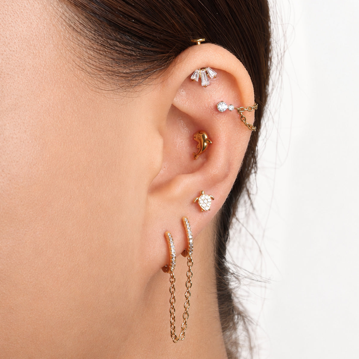 Titanium Threadless Dolphin Stud - Titanium - Helix, Upper Lobe, Conch - Oumo Jewelry