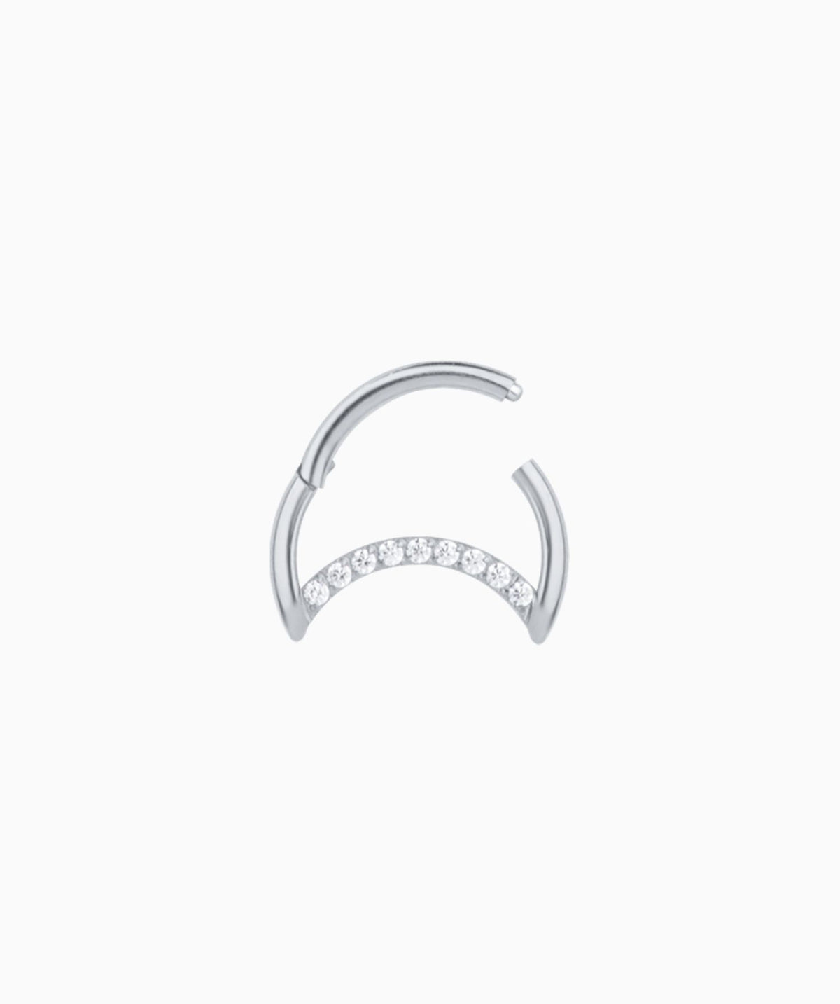 Shining Crescent Clicker Hoop - Stainless Steel - Daith, Septum - Oumo Jewelry