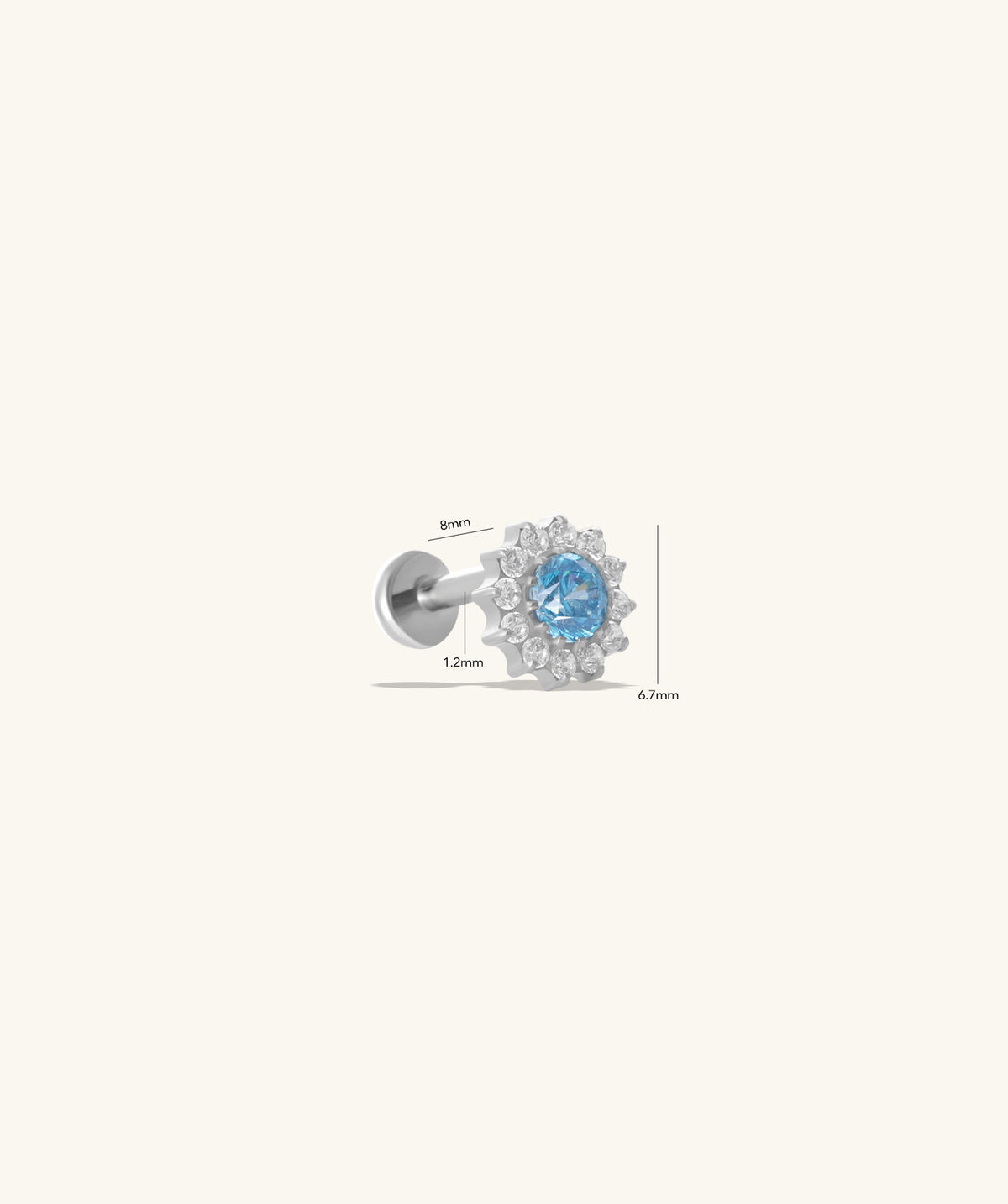 Titanium Charm Flower Flatback Stud - Titanium - Upper Lobe, Flat, Conch - Oumo Jewelry