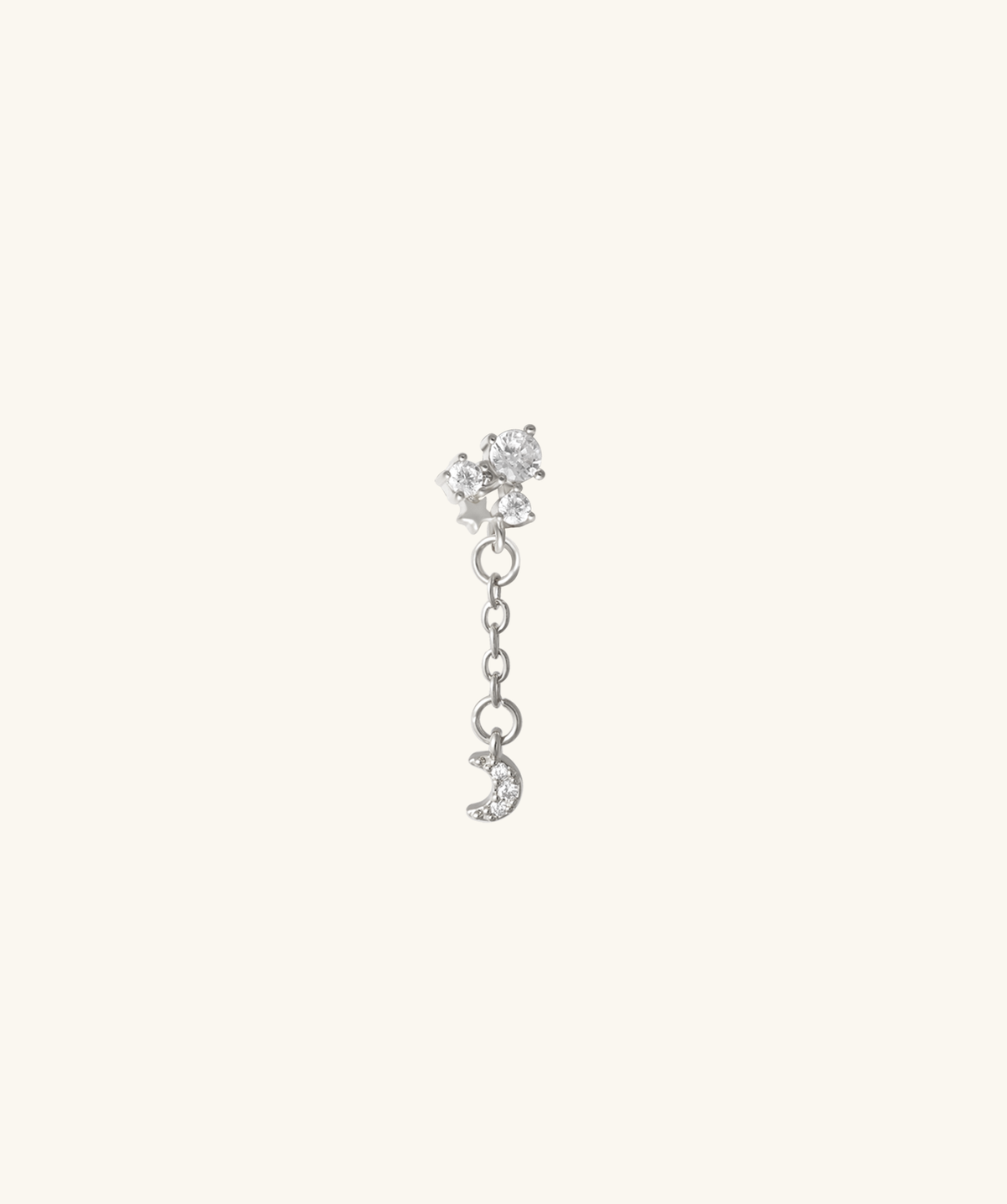 Lunar Dangle Stud - Stainless Steel - Upper Lobe, Helix, Flat - Oumo Jewelry