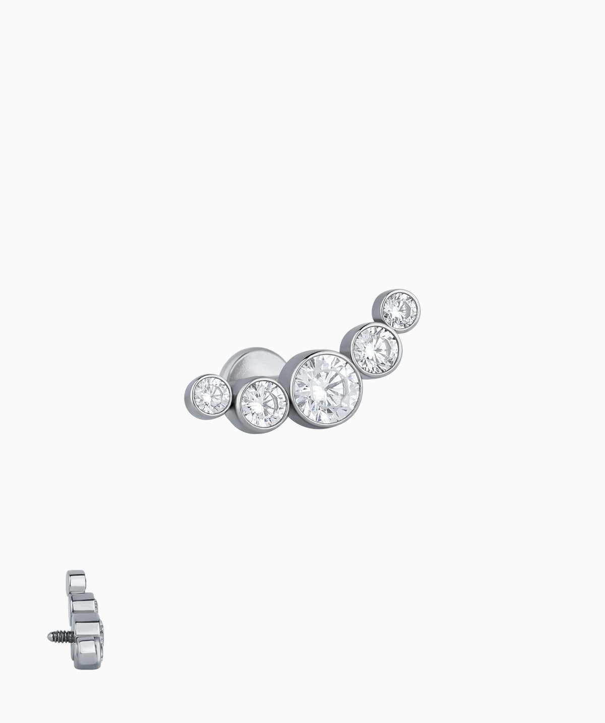 Gemstone Curved Flatback Stud - Titanium - Helix, Upper Lobe, Flat - Oumo Jewelry