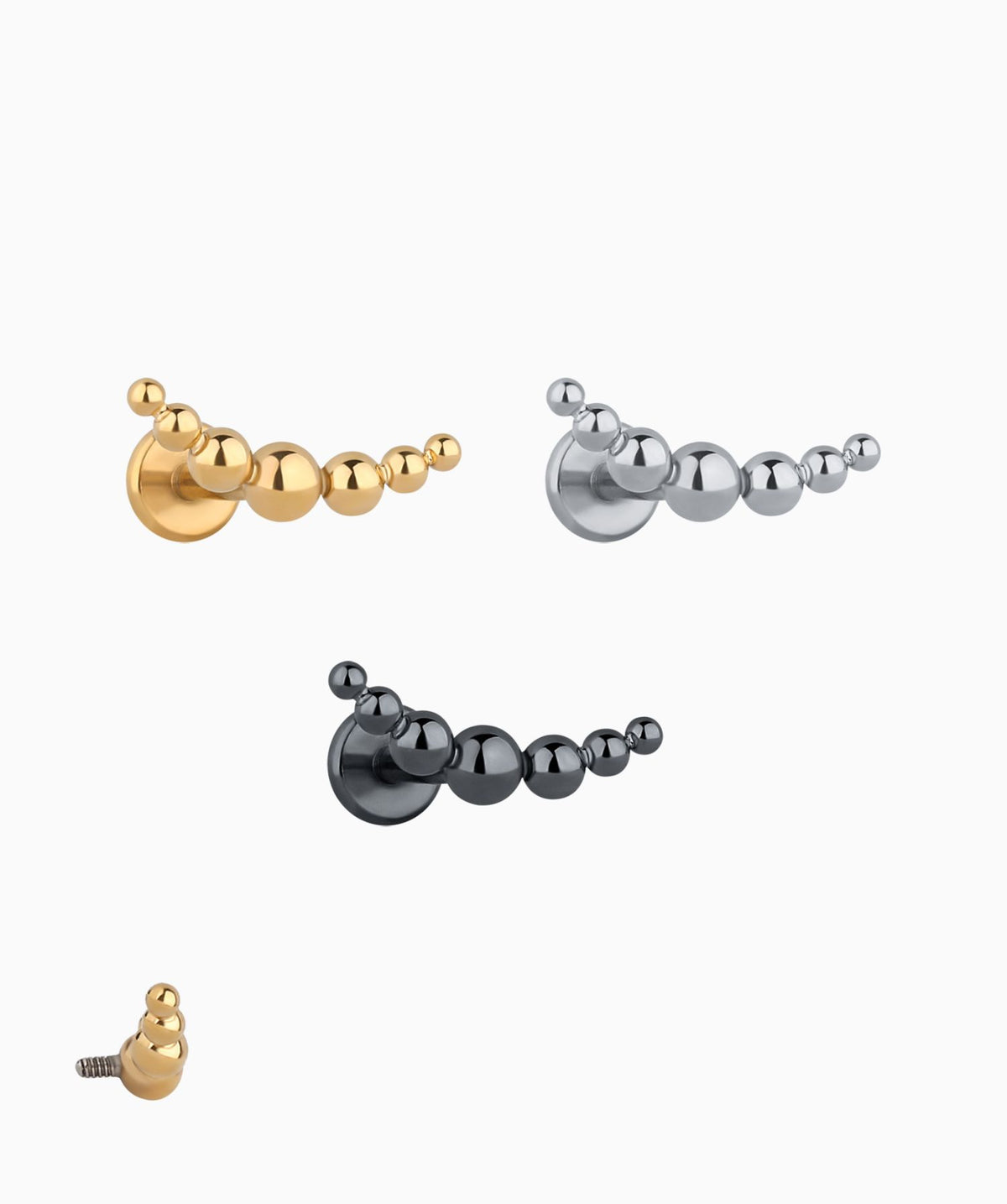 Curved Ball Flatback Stud - Stainless Steel - Helix, Upper Lobe, Flat - Oumo Jewelry