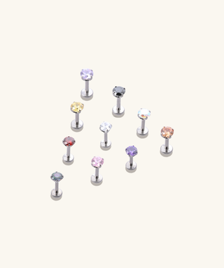 Titanium Charm Gemstones Flatback Stud