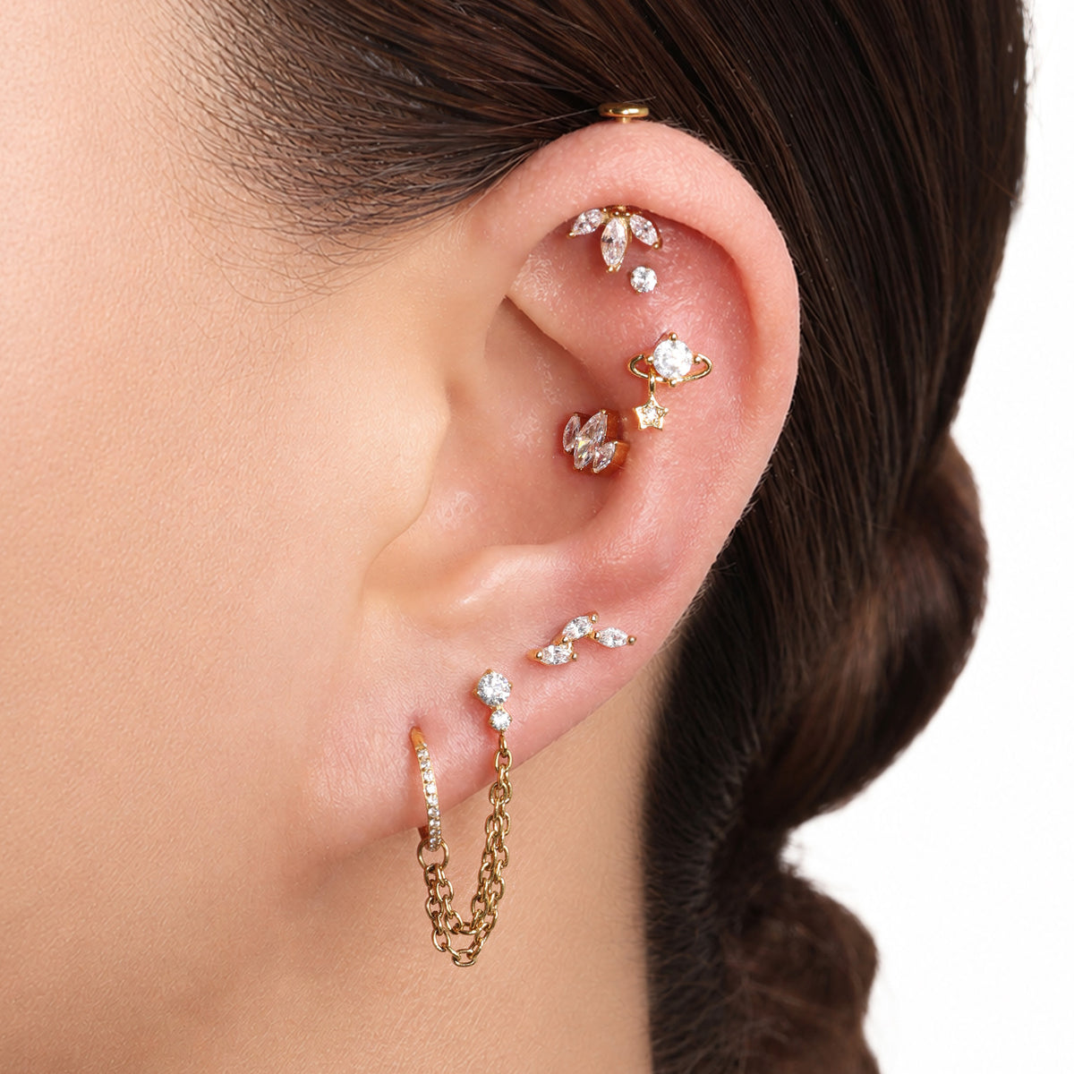 Nixie Stud - Stainless Steel - Upper Lobe, Helix, Flat - Oumo Jewelry