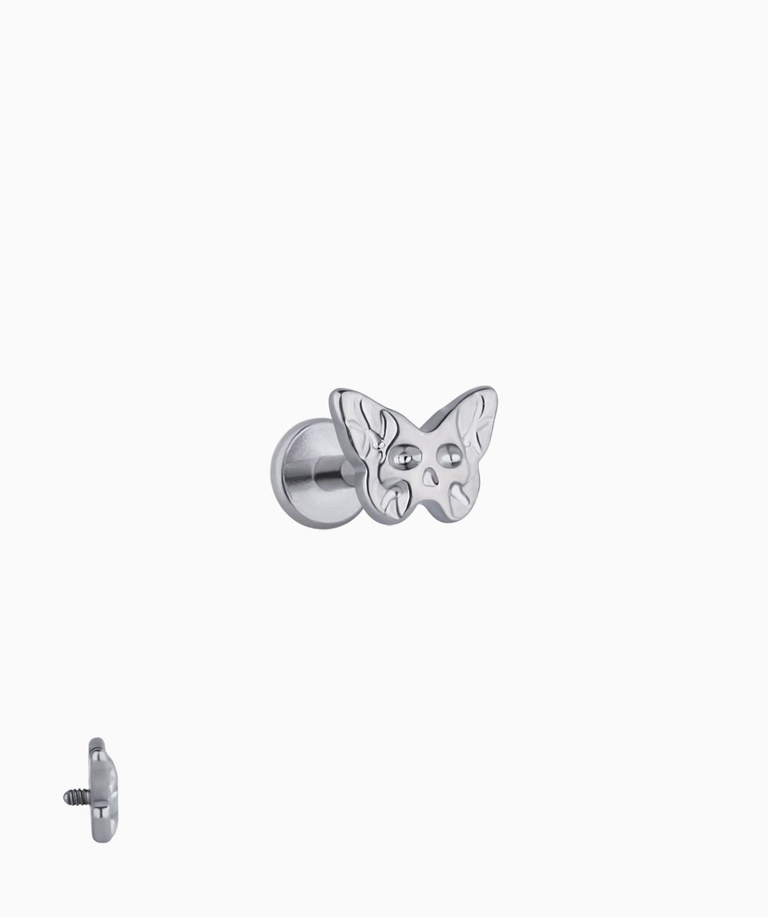 Titanium Ghost Faced Butterfly Flatback Stud