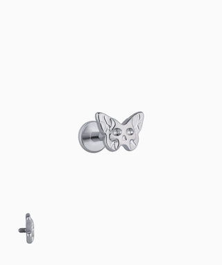 Titanium Ghost Faced Butterfly Flatback Stud - OumoJewelry