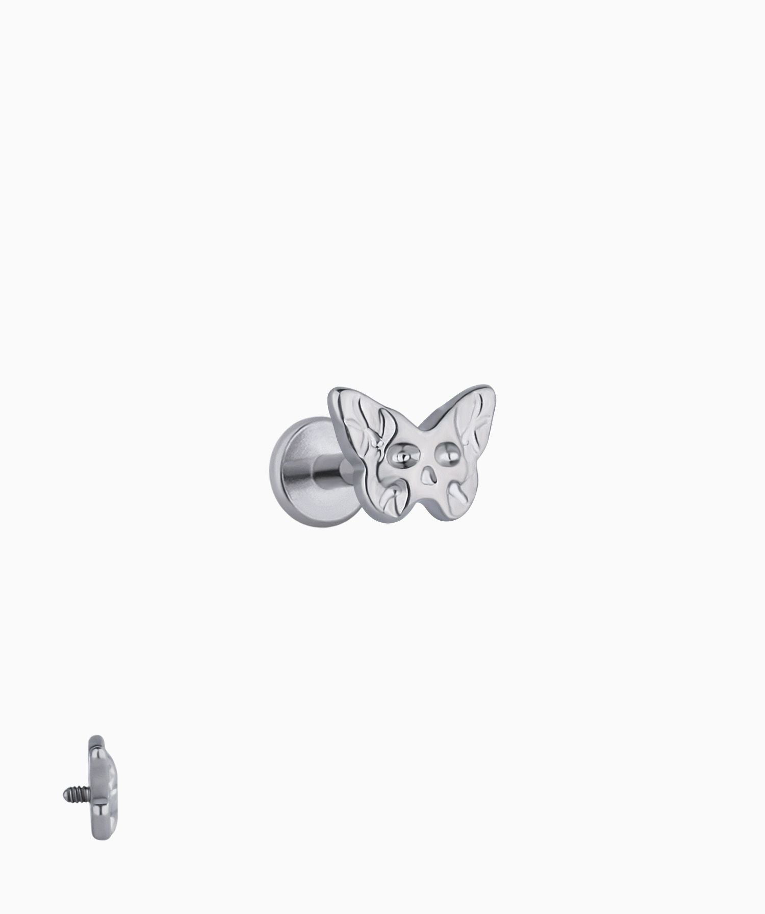 Titanium Ghost Faced Butterfly Stud