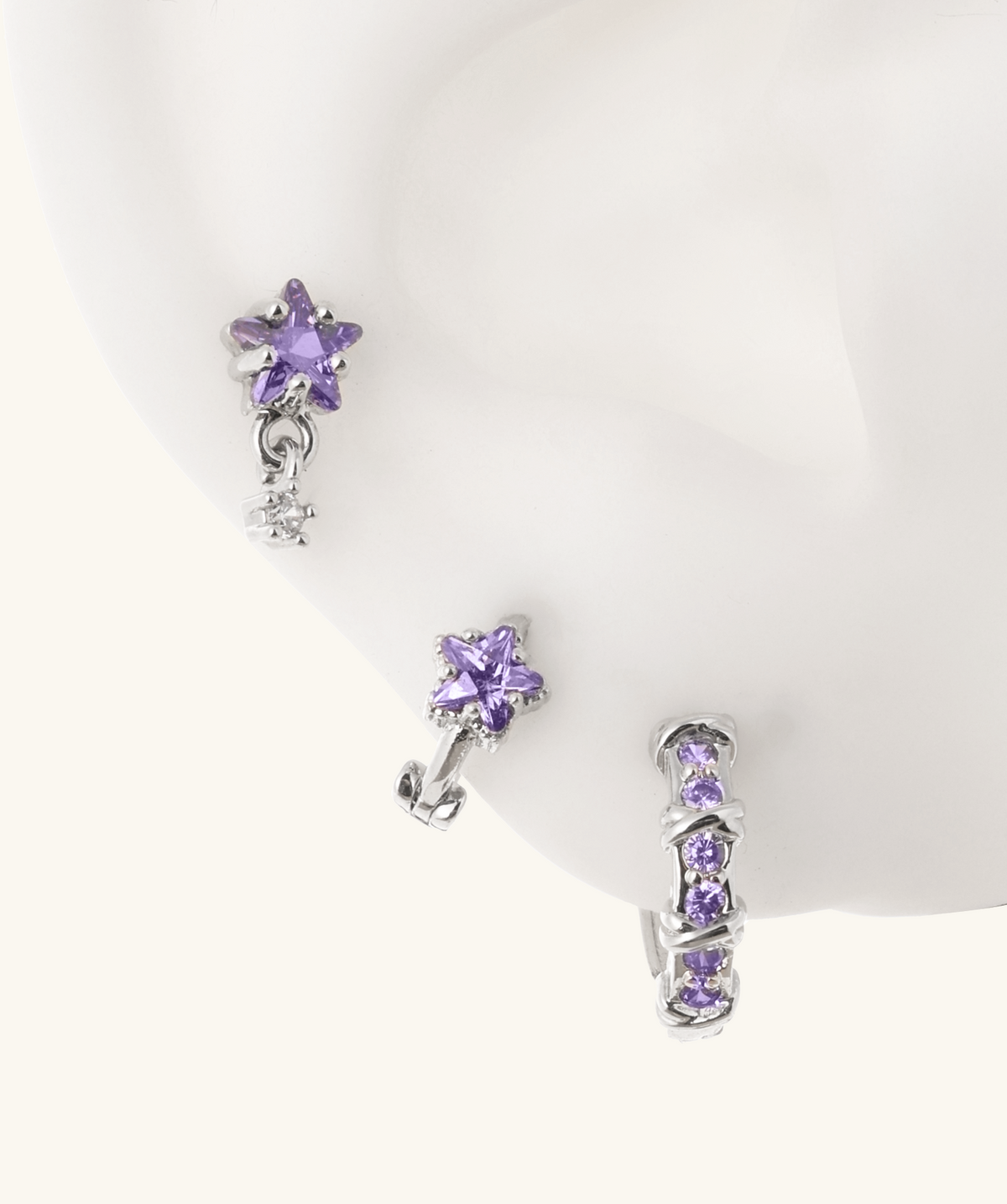 Starlight Amethyst Set - Brass - Oumo Jewelry