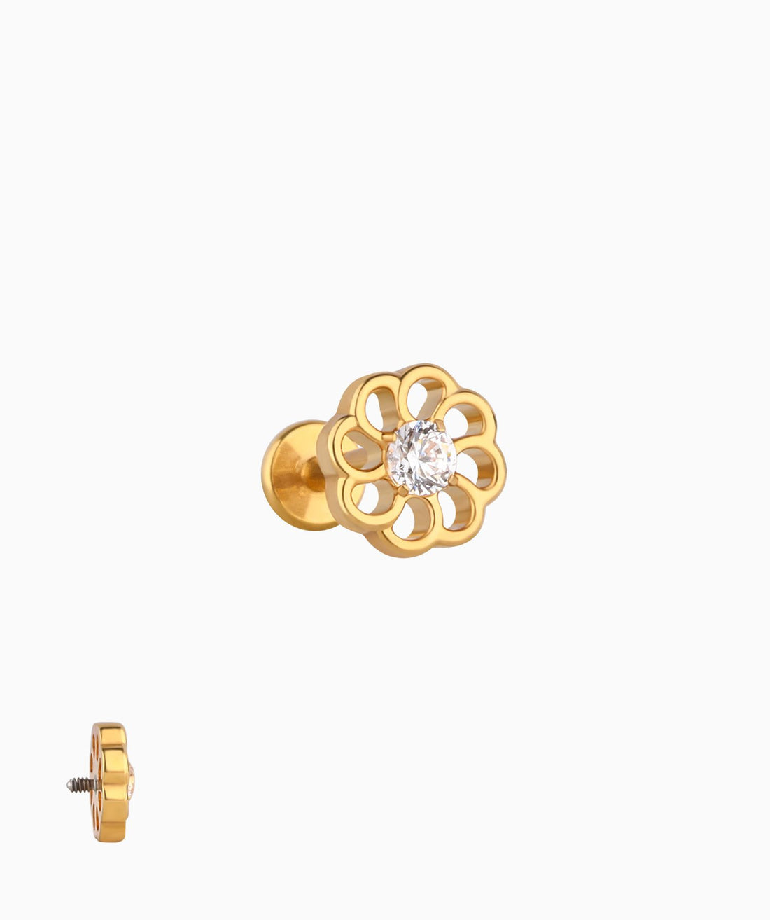 Titanium Delicate Flower Flatback Stud