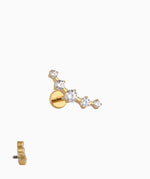 Titanium Curved Gems Flatback Stud - Titanium - Helix, Upper Lobe, Flat - Oumo Jewelry