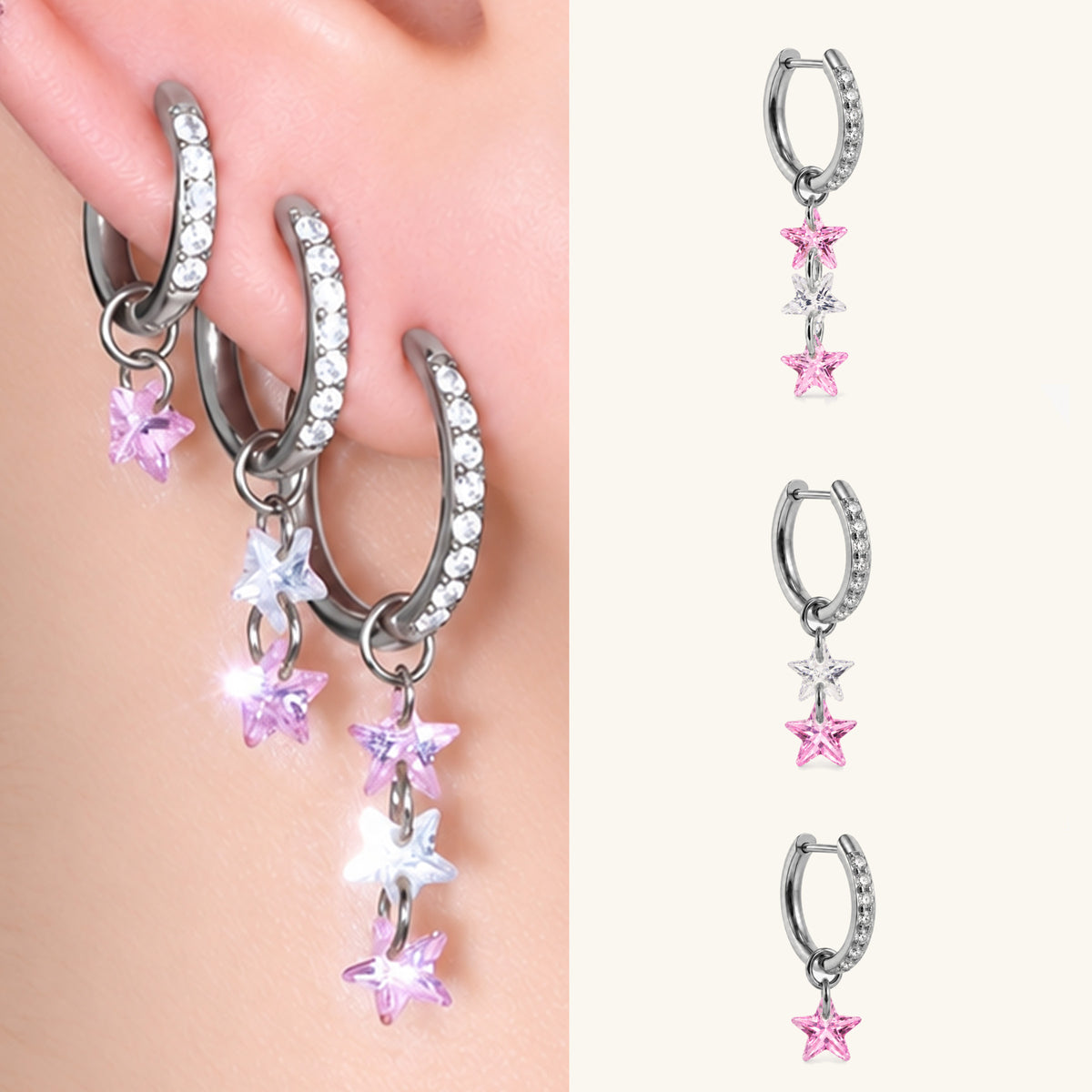 Titanium Delphine Hoop Set