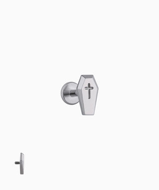 Titanium Cross Coffin Flatback Stud - OumoJewelry