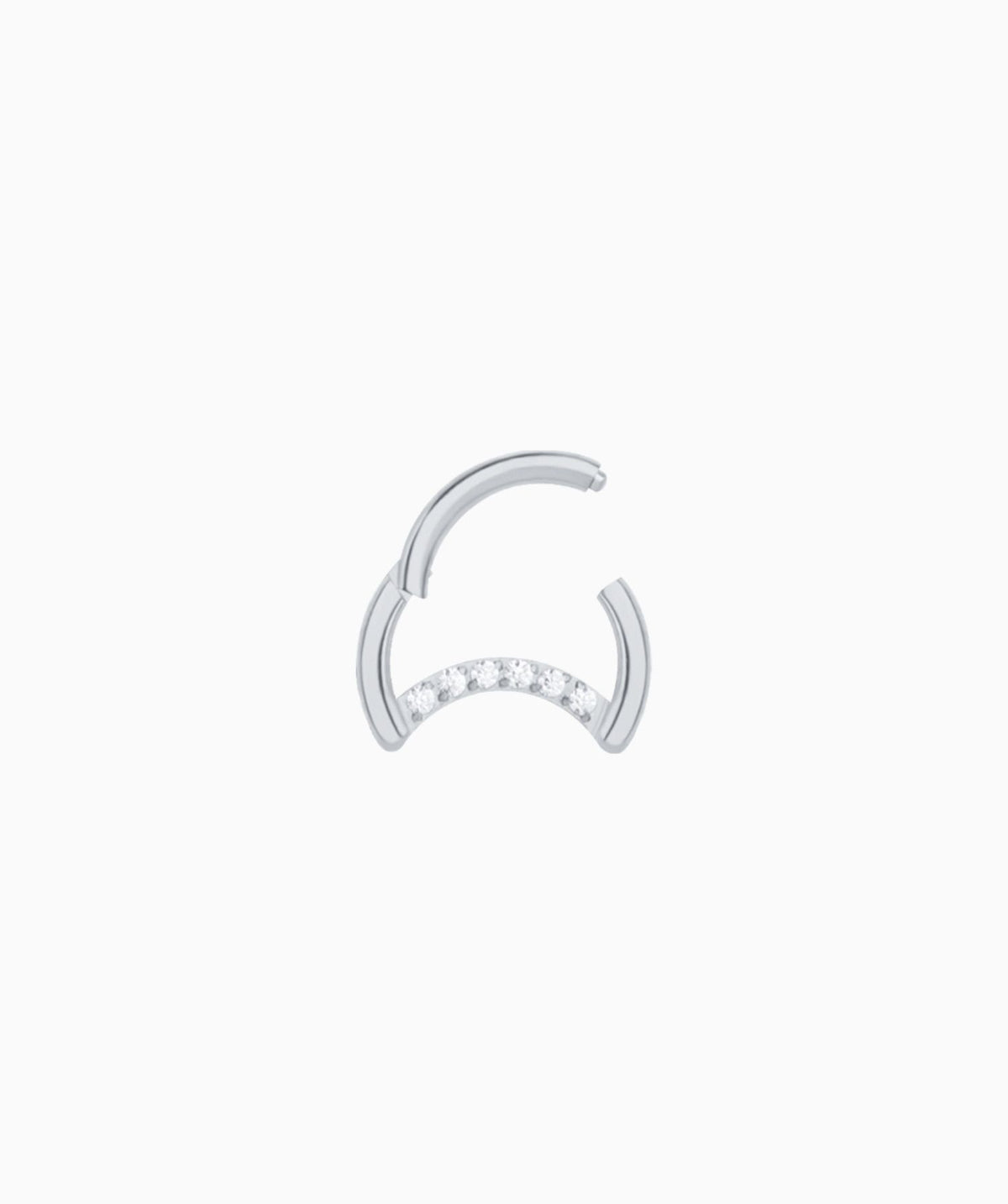 Shining Crescent Clicker Hoop - Stainless Steel - Daith, Septum - Oumo Jewelry