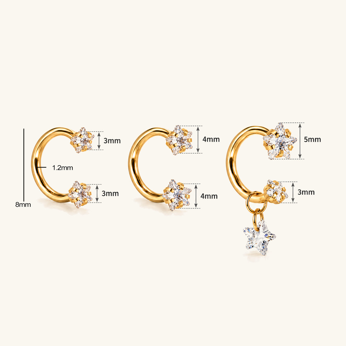 Titanium Starry Horseshoe Piercing Kit - OumoJewelry