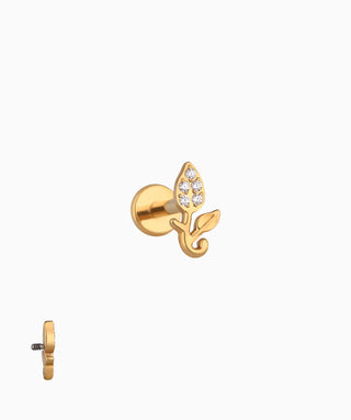 Titanium Tulip Flower Flatback Stud - OumoJewelry