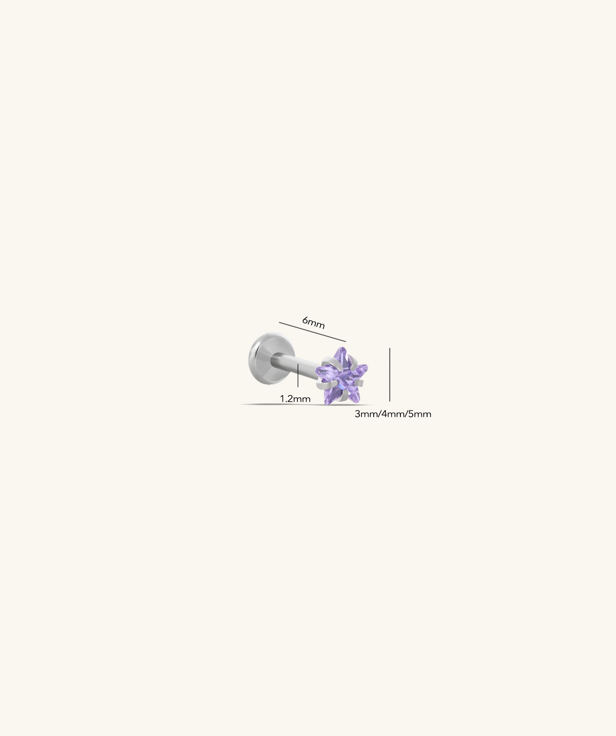 Titanium Zodiac Stars Stud - Titanium - Upper Lobe, Forward Helix, Flat - Oumo Jewelry