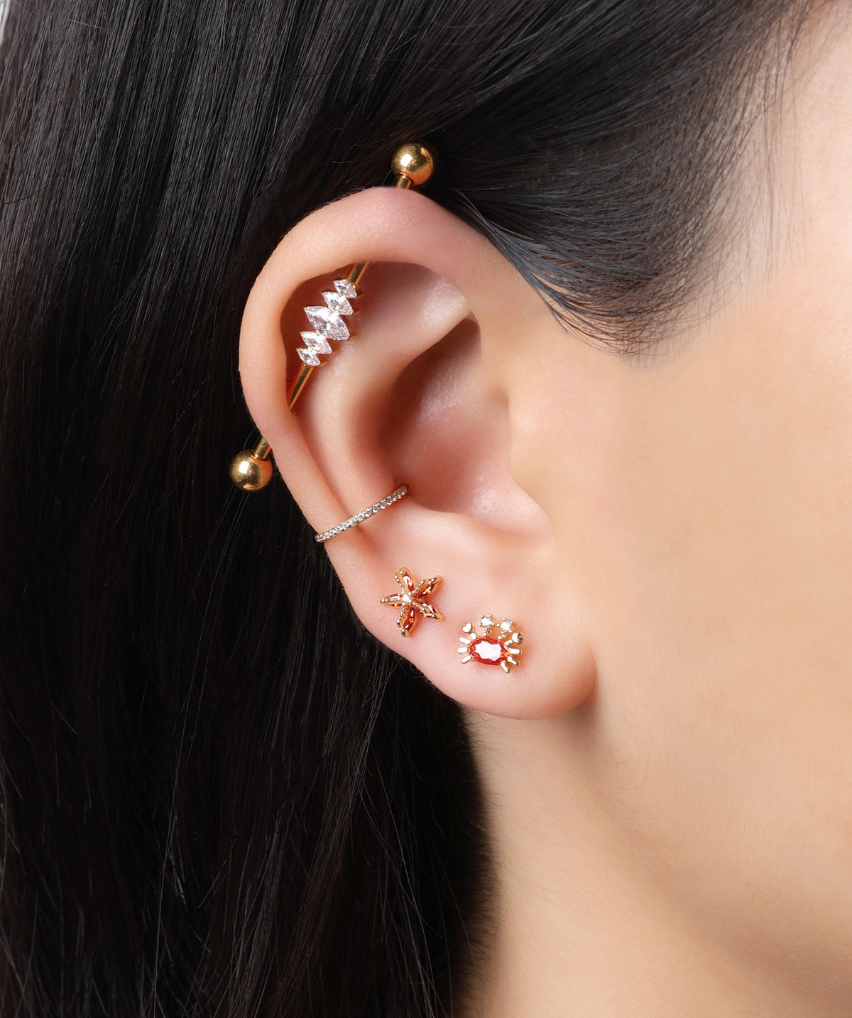 Crab Stud - Stainless Steel - Upper Lobe, Helix - Oumo Jewelry