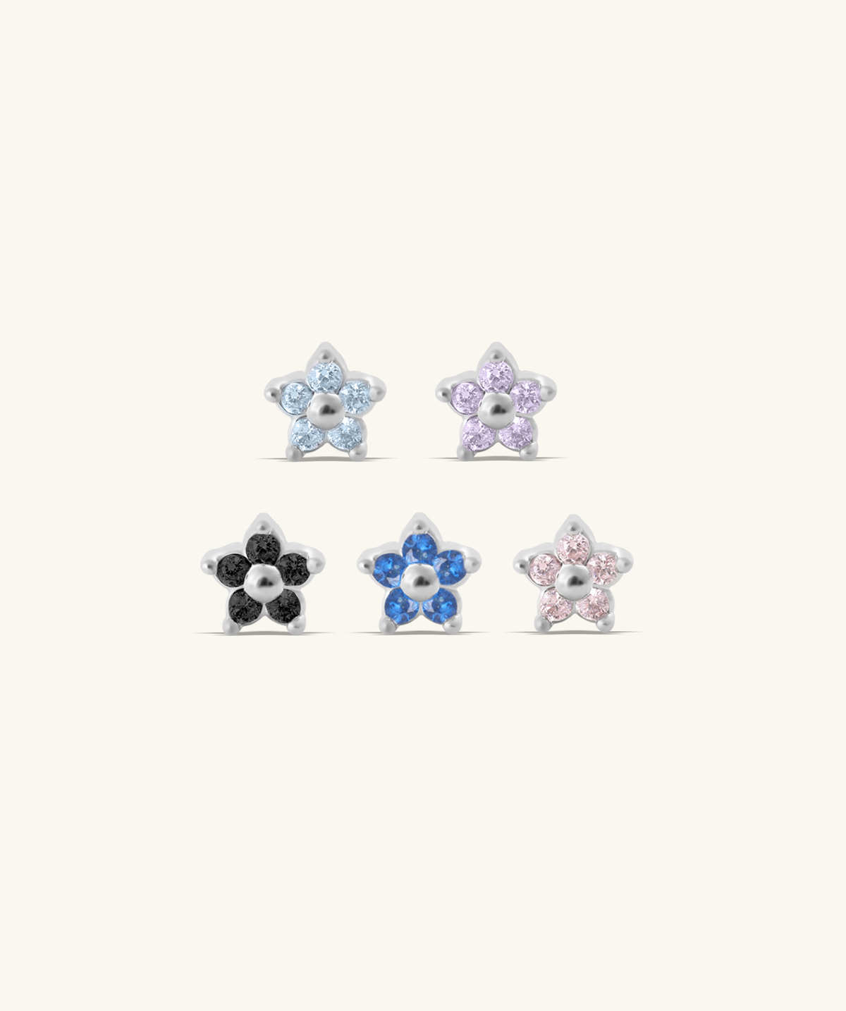 Cute Flower Stud - Stainless Steel - Upper Lobe, Helix, Flat - Oumo Jewelry