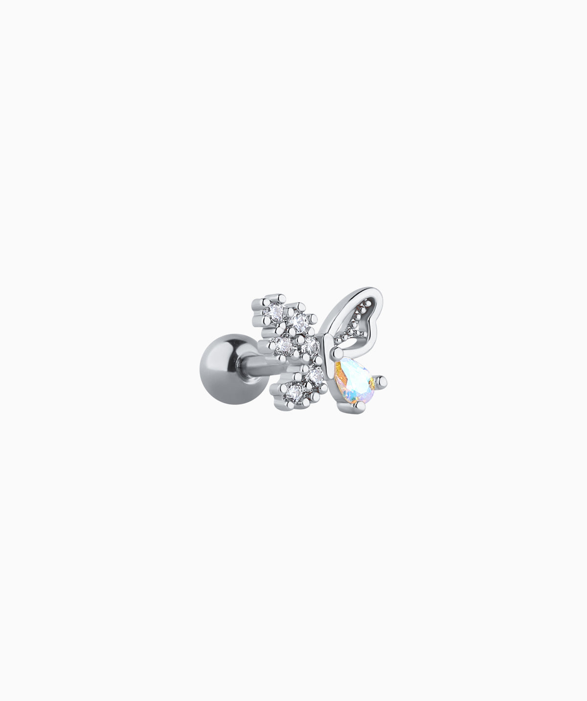 Charm Butterfly Stud - Stainless Steel - Upper Lobe, Helix - Oumo Jewelry