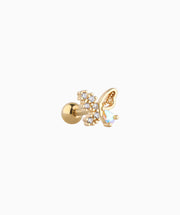 Charm Butterfly Stud - Stainless Steel - Upper Lobe, Helix - Oumo Jewelry