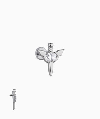 Titanium Winged Sword Flatback Stud - OumoJewelry