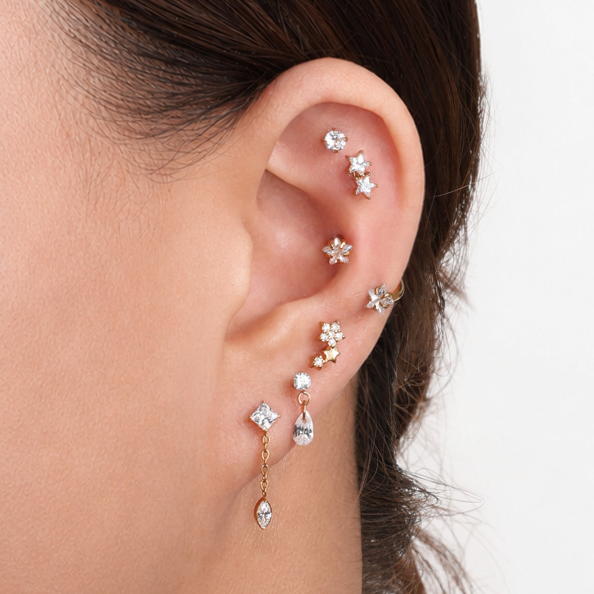 Titanium Della Stud - Titanium - Helix, Upper Lobe, Flat - Oumo Jewelry