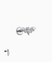 Titanium Bat Flatback Stud - Titanium - Helix, Upper Lobe, Conch - Oumo Jewelry