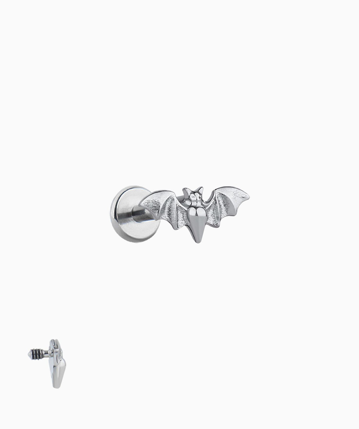 Titanium Bat Flatback Stud - Titanium - Helix, Upper Lobe, Conch - Oumo Jewelry