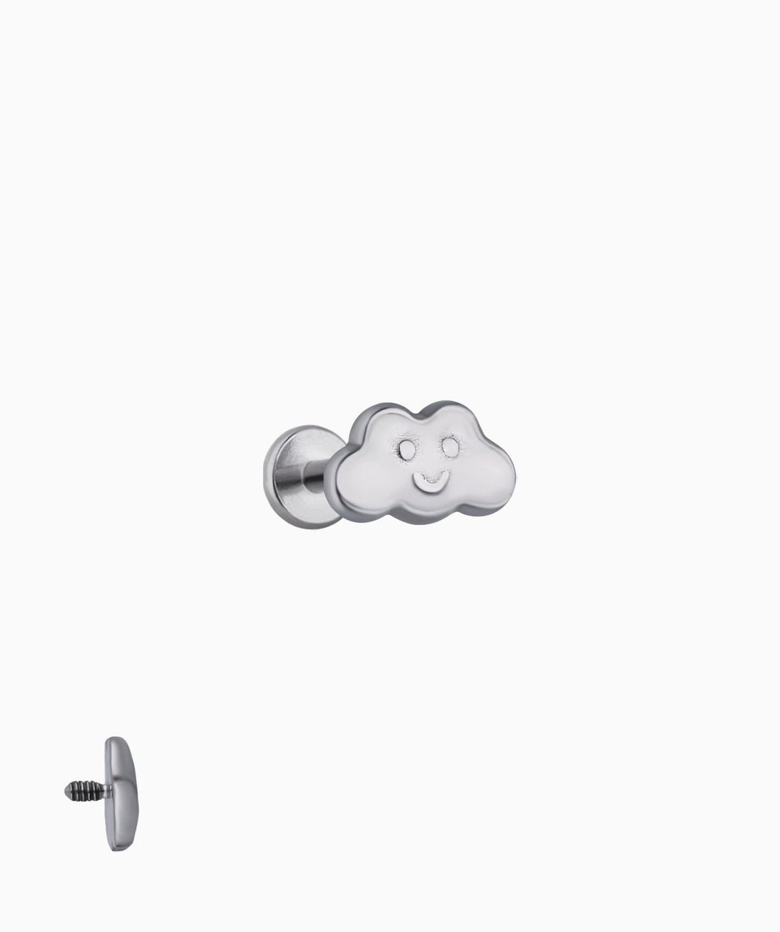 Titanium Smile Cloud Flatback Stud