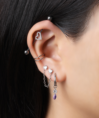 Titanium Heart Industrial Barbell - OumoJewelry