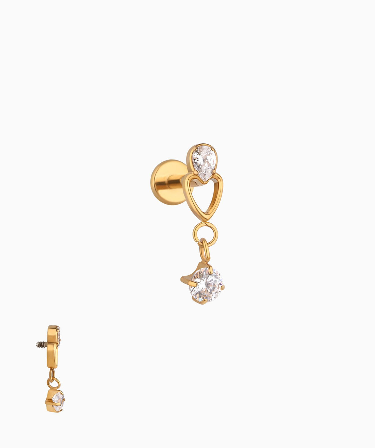 Titanium Water Drop Flatback Stud - Titanium - Upper Lobe, Helix, Flat - Oumo Jewelry