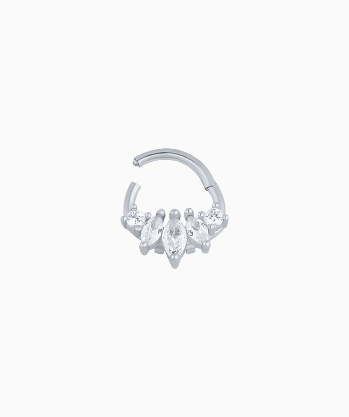 Delicate Leaf Clicker Hoop - Stainless Steel - Daith, Septum - Oumo Jewelry