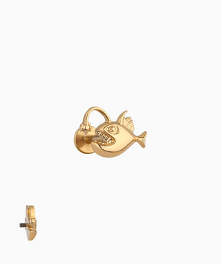 Titanium Lantern Fish Flatback Stud - OumoJewelry