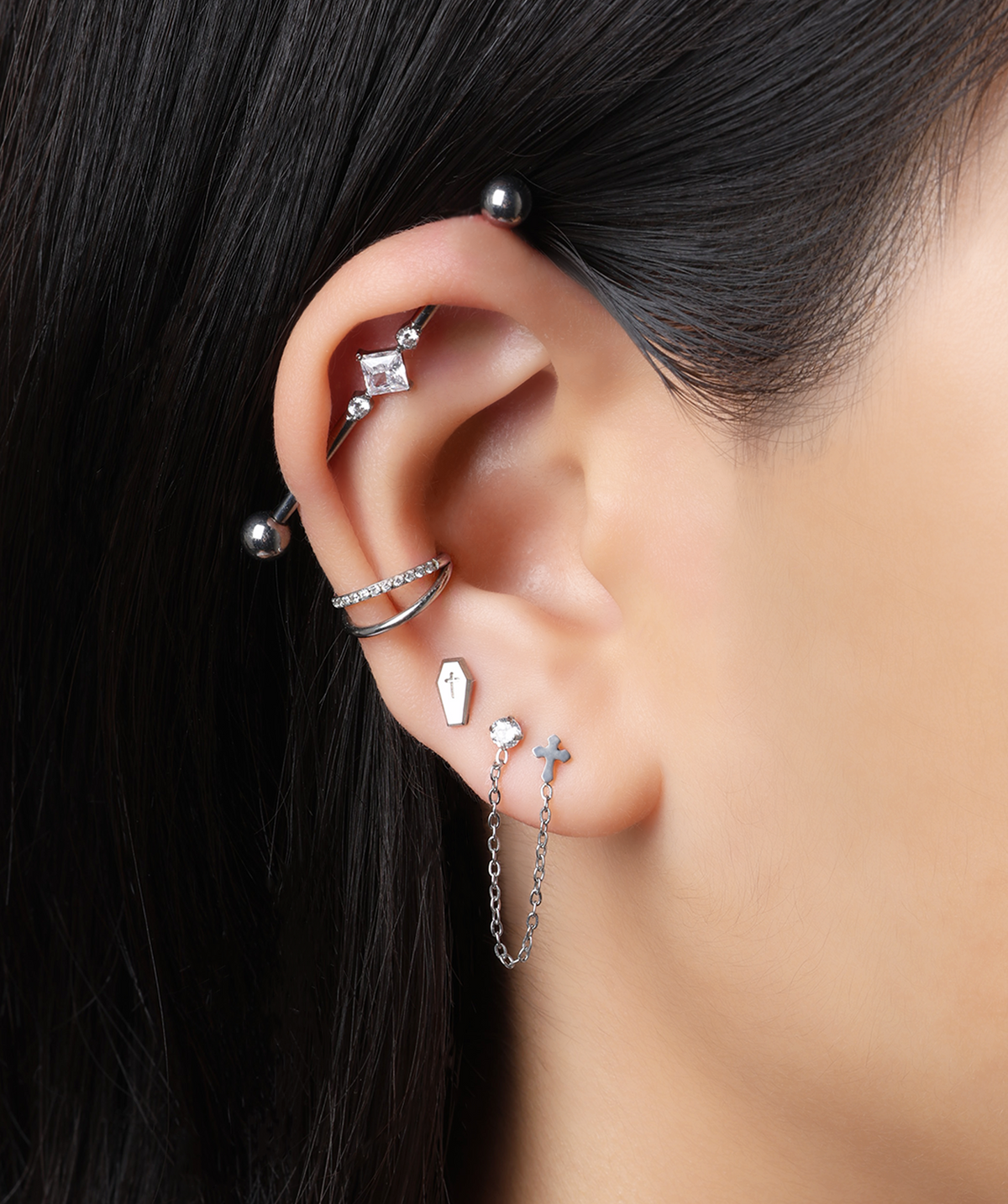 Titanium Siena Industrial Barbell - Titanium - Industrial - Oumo Jewelry