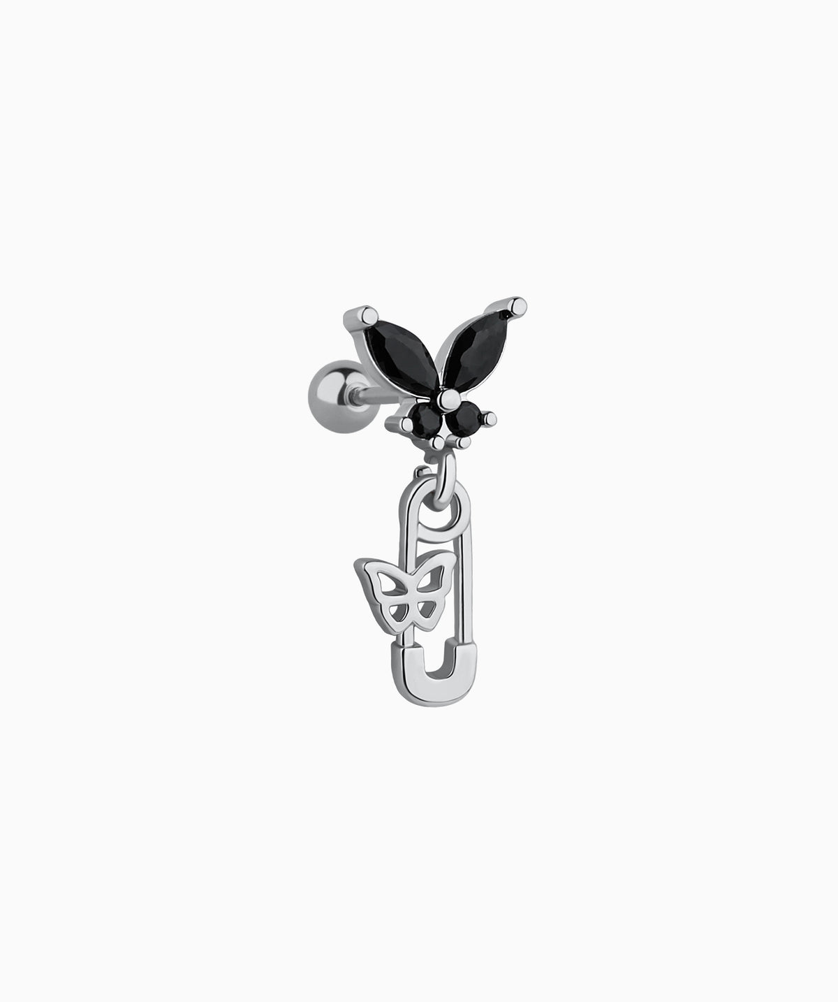 Butterfly Paperclip Drop - Stainless Steel - Upper Lobe, Flat - Oumo Jewelry