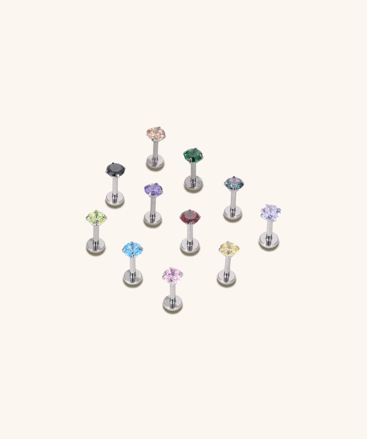 Titanium Sparkle Rainbow Stud - Titanium - Helix, Forward Helix, Upper Lobe - Oumo Jewelry