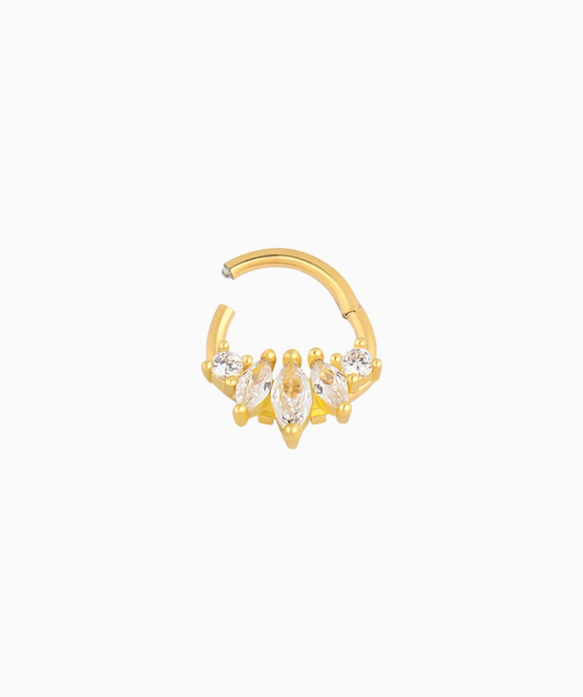 Delicate Leaf Clicker Hoop - Stainless Steel - Daith, Septum - Oumo Jewelry