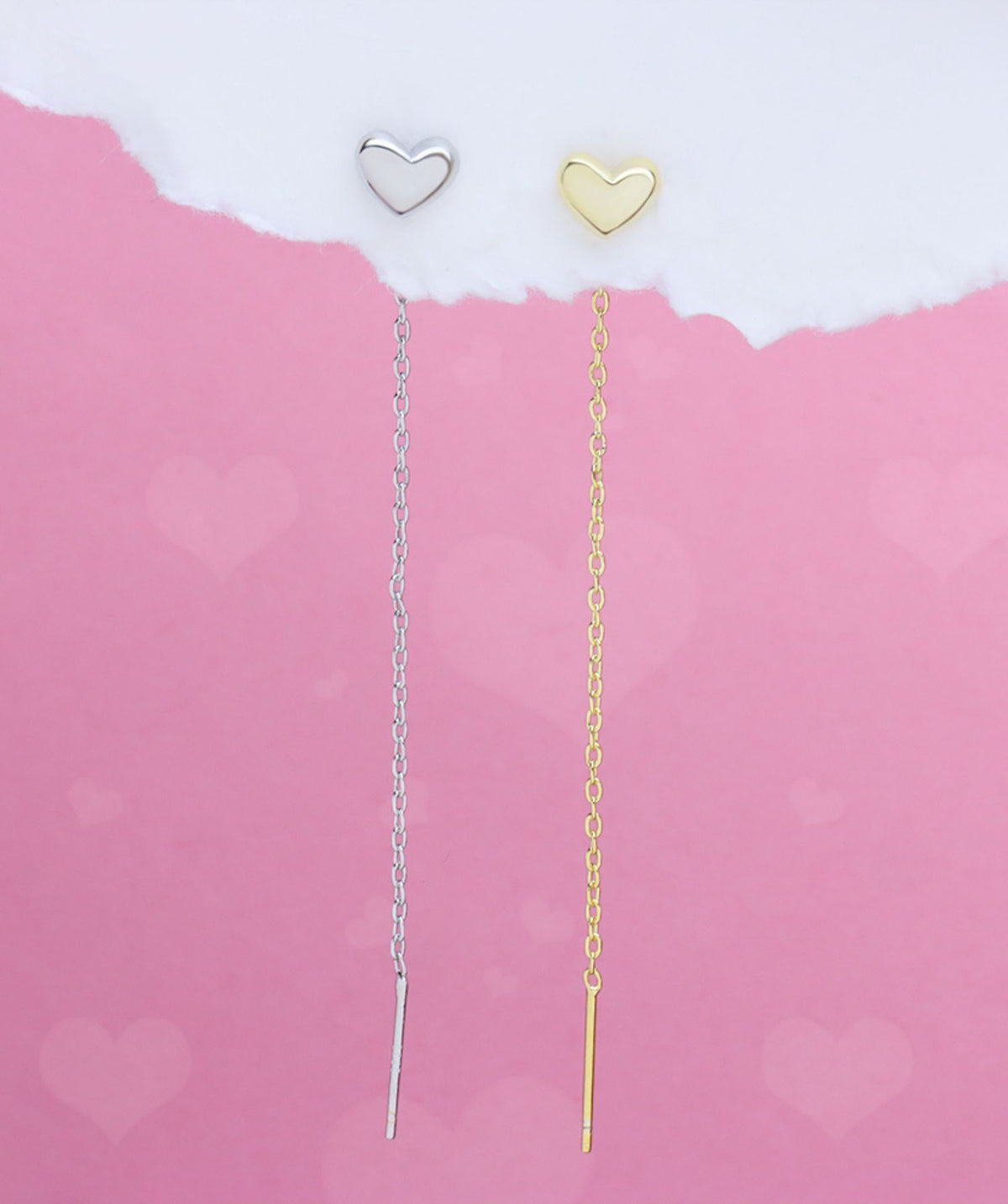 Puffed Heart Ear Threads - Oumo Jewelry