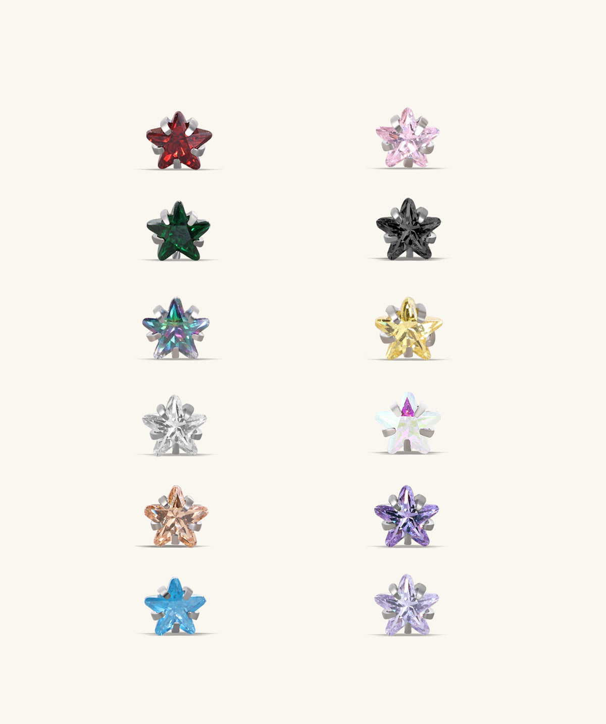 Titanium Zodiac Stars Stud - Titanium - Upper Lobe, Forward Helix, Flat - Oumo Jewelry