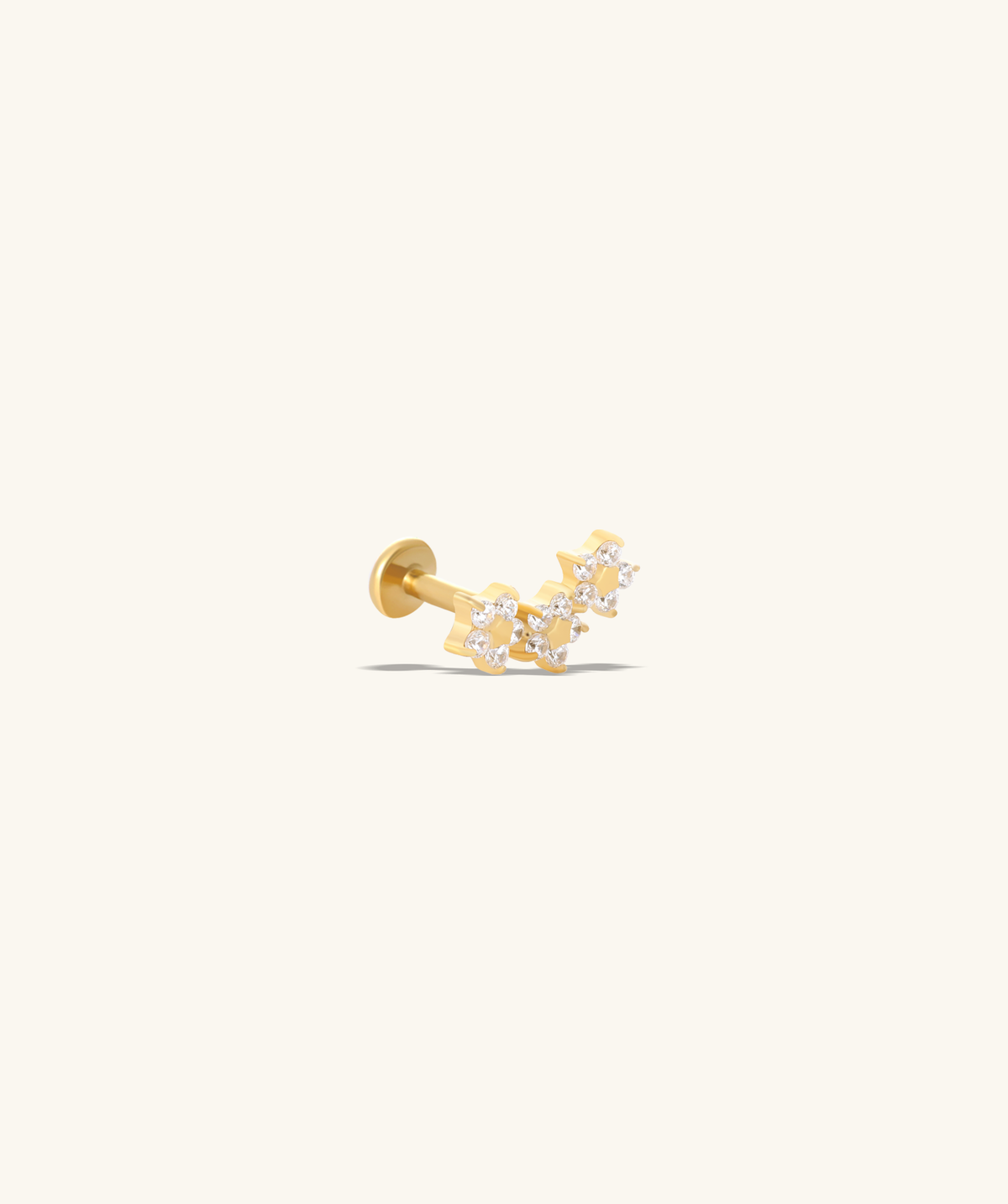 Starlit Bloom Stud - Stainless Steel - Helix, Upper Lobe, Flat - Oumo Jewelry