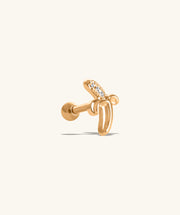 Banana Stud - Stainless Steel - Upper Lobe, Helix, Flat - Oumo Jewelry